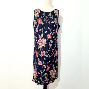 Jessica Howard Women's Size 12 Navy Blue Sleeveless Floral Embroidered Dress